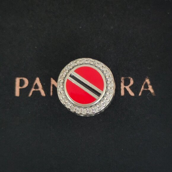 Pandora Trinidad and Tobago Flag Bead Charm Bracelet Pendant S925 Silver - Picture 1 of 7